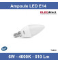 Miidex - Ampoule LED E14 6W Flamme - F - 510 Lm - 180° - 4000K - Réf : 74892