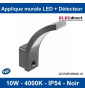 GTV Lighting - Applique murale LED Paris avec détecteur - 10W - 4000K - NOIR - Réf : LD-PAR10W40-10