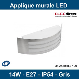 GTV Lighting - Applique murale LED ASTRIT - E27 - Gris - Réf : OS-ASTRITE27-80