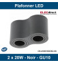GTV Lighting - Plafonnier AVEIRO 2xGU10 - Noir - 230V - Réf : OS-AV80160OK2-00