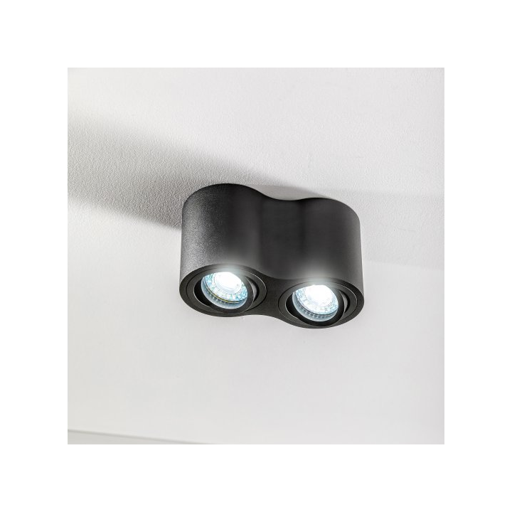 GTV Lighting - Plafonnier AVEIRO 2xGU10 - Noir - 230V - Réf : OS-AV80160OK2-00