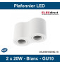 GTV Lighting - Plafonnier AVEIRO 2xGU10 - Blanc - 230V - Réf : OS-AV80160OK2-10