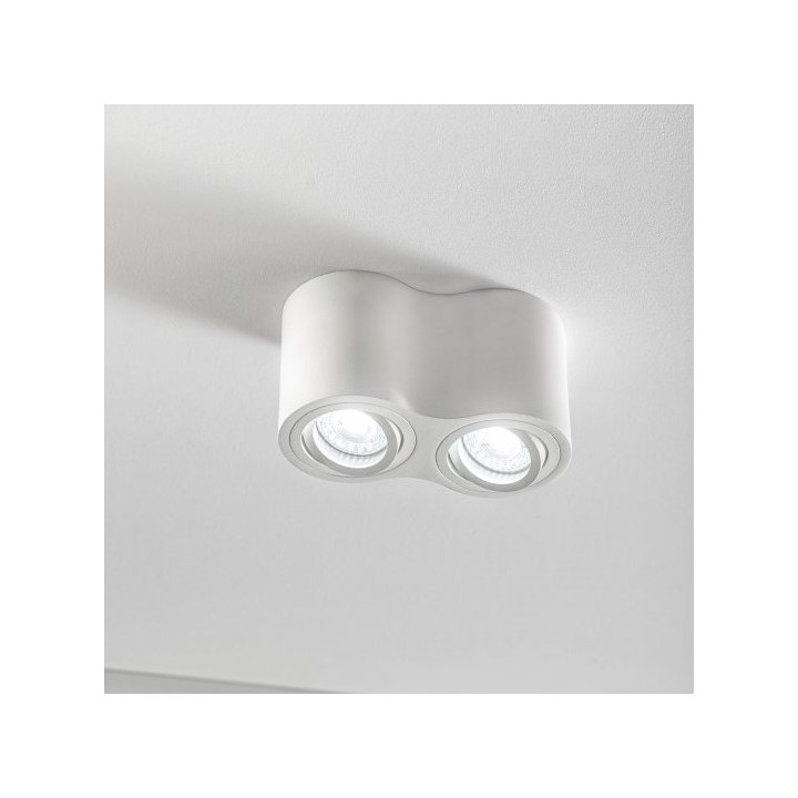 GTV Lighting - Plafonnier AVEIRO 2xGU10 - Blanc - 230V - Réf : OS-AV80160OK2-10