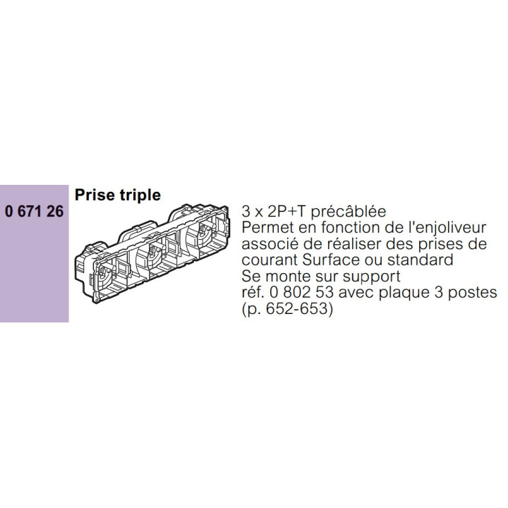 Legrand - Mécanisme Triple PC 2P+T Céliane - 16A - Précâblée - Réf : 067126