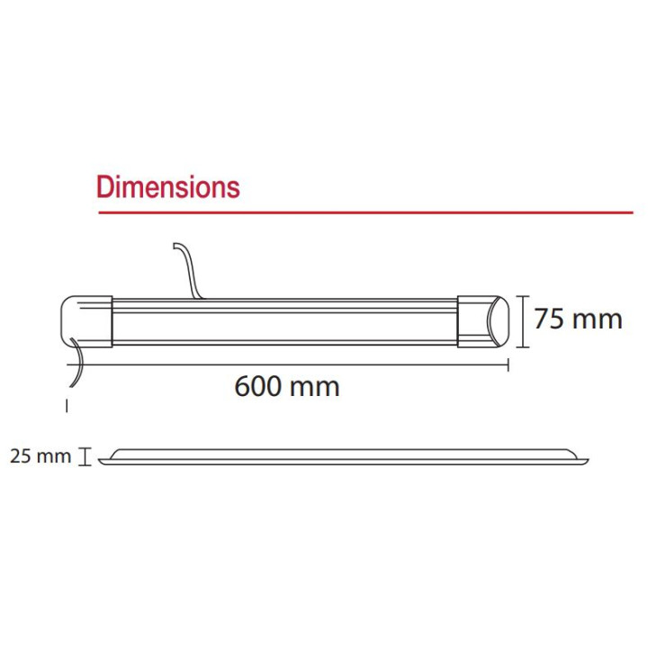 Miidex - Réglette Slim Home 2 LED 18W - 4000°K - 600mm - Non dimmable - Avec ampoule - Blanc - Réf : 100333