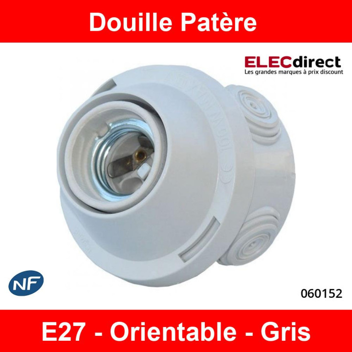 Legrand - Douille patère E27 Plexo - Orientable - Gris - Réf : 060152