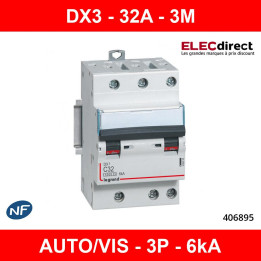 Legrand - Disjoncteur DX³ 4500 - vis/vis - 3P - 400 V~ - 32A - 6kA - courbe C - 406895