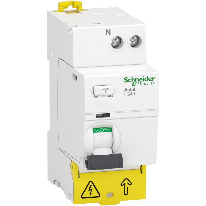 Schneider - Inter diff tête de groupe Acti9 iIG40 - 1P+N - 63A - 30mA - Type AC Réf : A9R67663