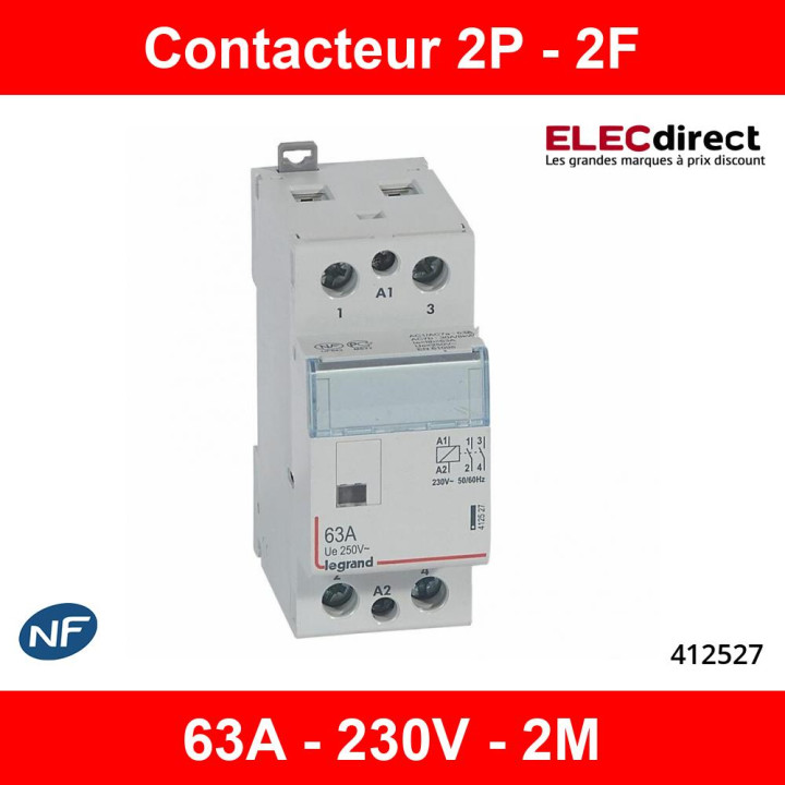 Legrand - Contacteur bobine 230V - 2P - 250V 63A - 2F - 2M - 412527