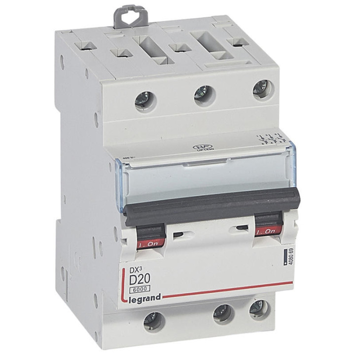 Legrand - Disjoncteur DX3 - 3P - 20A - courbe D - 10KA pour peigne HX³ optimisé Réf 408069