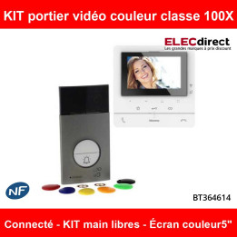 Bticino - Kit portier vidéo couleur classe 100X connecté - Écran 5" - Contrôle d'accès - Réf : BT364614