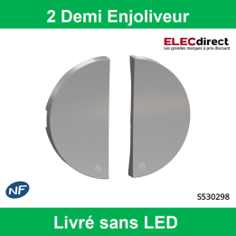 Schneider - 2 demi enjoliveur Odace - Aluminium - livré sans LED - Réf : S530298