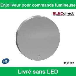 Schneider - Enjoliveur pour commande lumineuse Odace - Aluminium - Livré sans LED - Réf : S530297