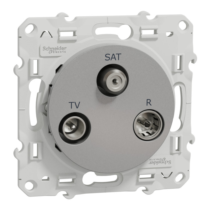 Schneider - Prise TV/FM/SAT Odace - Aluminium - Réf : S530461