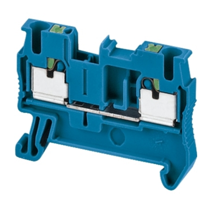 Schneider - Borne automatique - passant - 2 points - 2,5mm² - Bleu - Réf : NSYTRP22BL
