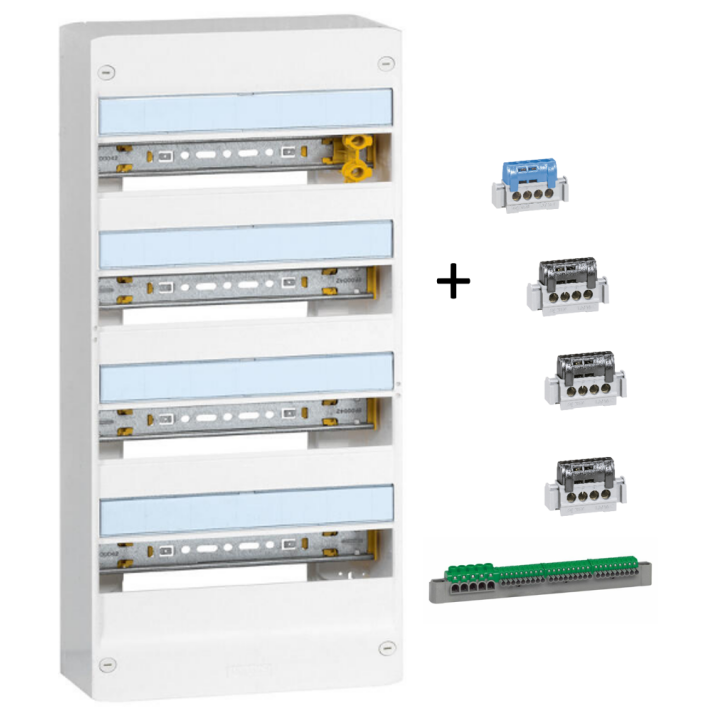 Legrand - LOT - Coffret DRIVIA 52 Modules bornier 3phases+Neutre - 401214+004850x2