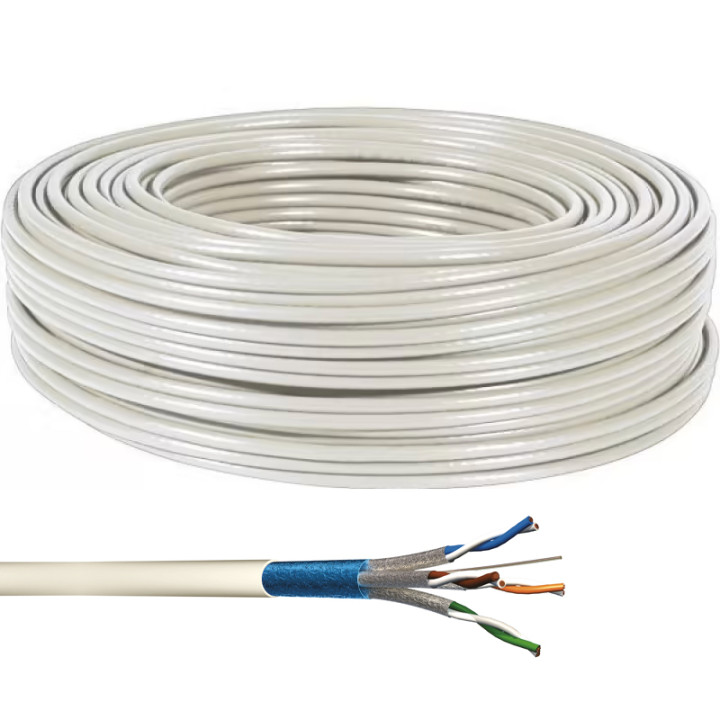 CAE - Câble Grade 3 TV F/FTP - 1x4P LSZH CCA - Couronne 100M - Réf : G3TV41