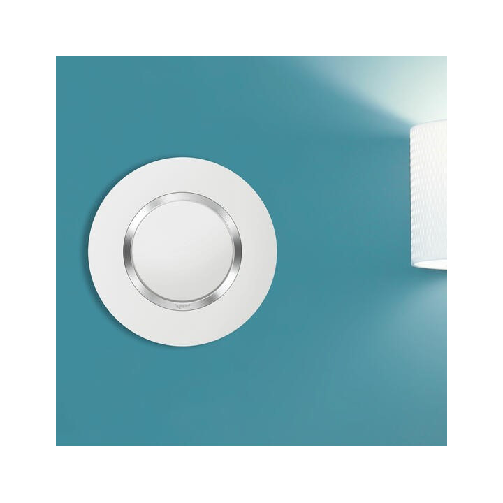 Legrand - Plaque Ronde 1 Poste Dooxie - finition Blanc avec bague effet Chrome - Réf : 600973