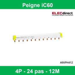 Schneider - Acti9 iC60, peigne à dents, 4 pôles, 100A, 12 modules de 18mm - A9XPH412