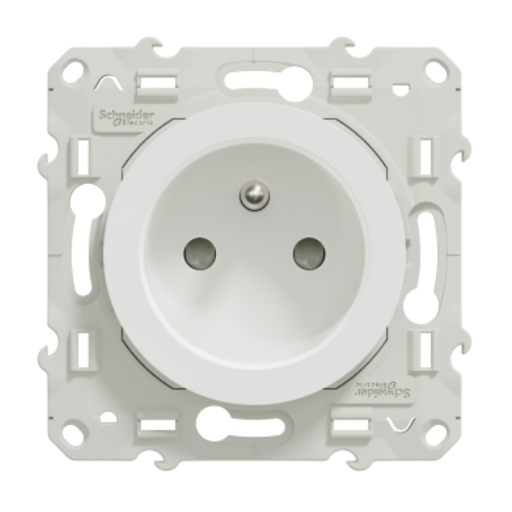 Schneider - Prise de courant Odace - Blanc - 2P+T - 16A - 250V - Bornes auto - Réf : S520059