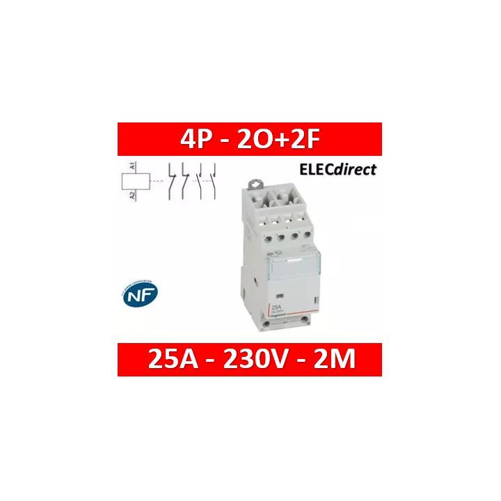 Legrand - Contacteur bobine 240V 4P-400V~ 25A- 2O+2F - 412533