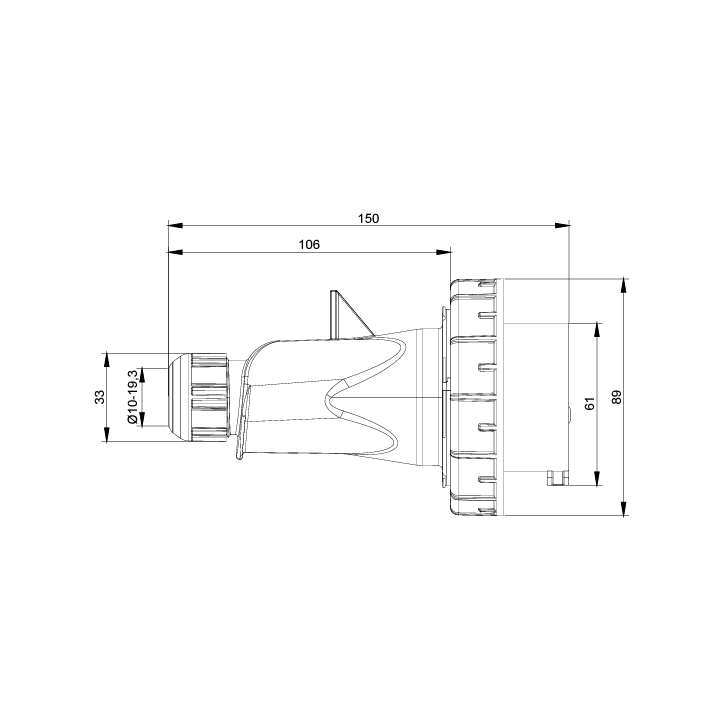 Digital - Fiche mâle 3P+N+T 16A - 380V - IP67 - 51822 (03603)
