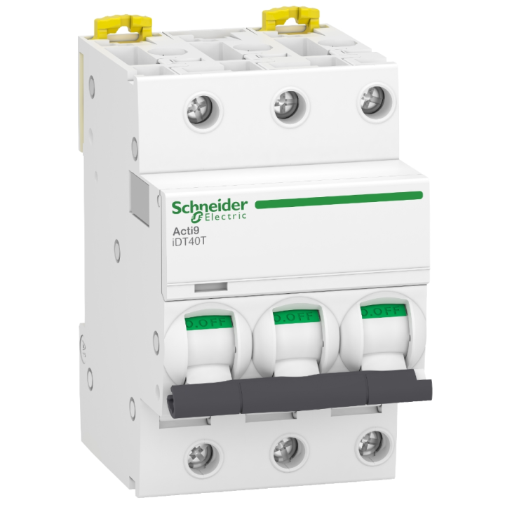Schneider - Acti9 iDT40T - disjoncteur modulaire - 3P - 10A - courbe C - 4500A/6kA - A9P22310