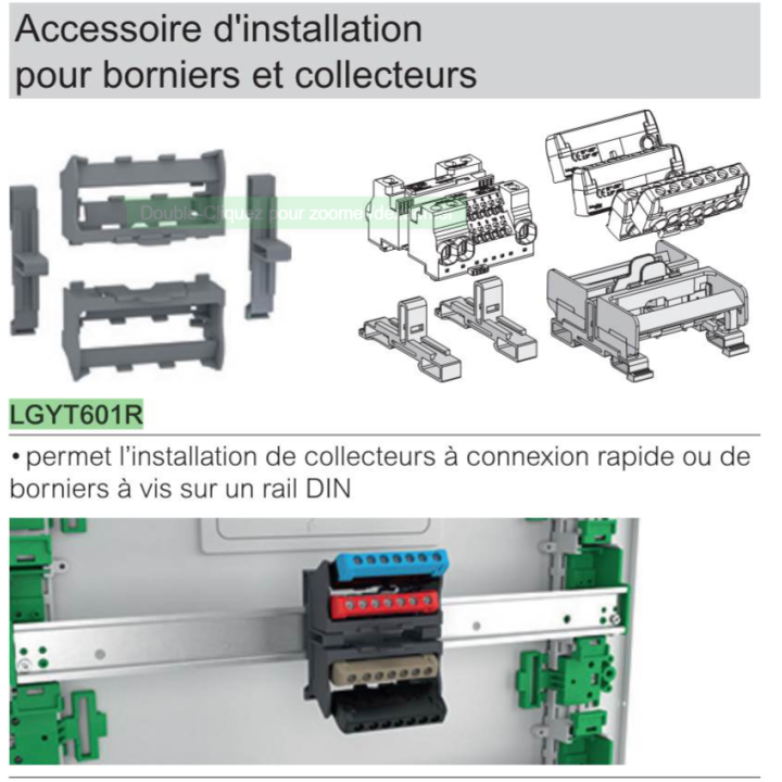 Schneider - Resi9 - Kit supports borniers pour coffrets Resi9 et Prisma ou tout rail Din - Réf : LGYT601R