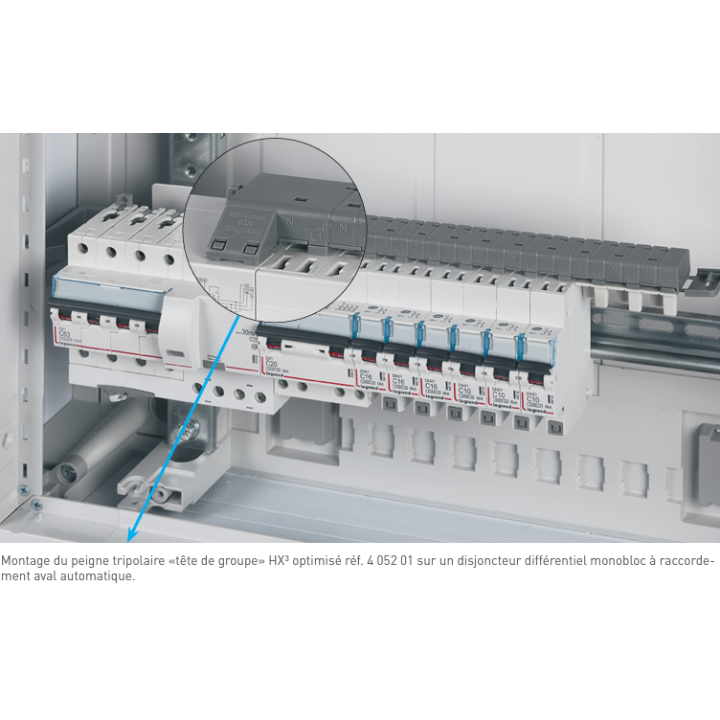 Legrand - Peigne HX3 optimisé tétrapolaire - 12 modules - Réf : 405201