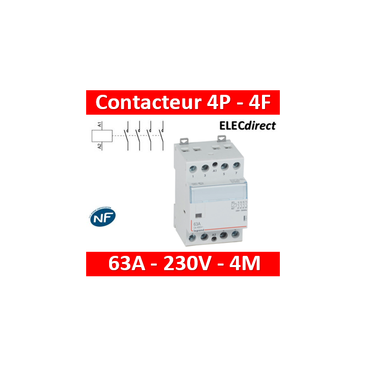 Legrand - Contacteur de puissance 4P bobine 230V - 63A - 4F - 3M - 412541