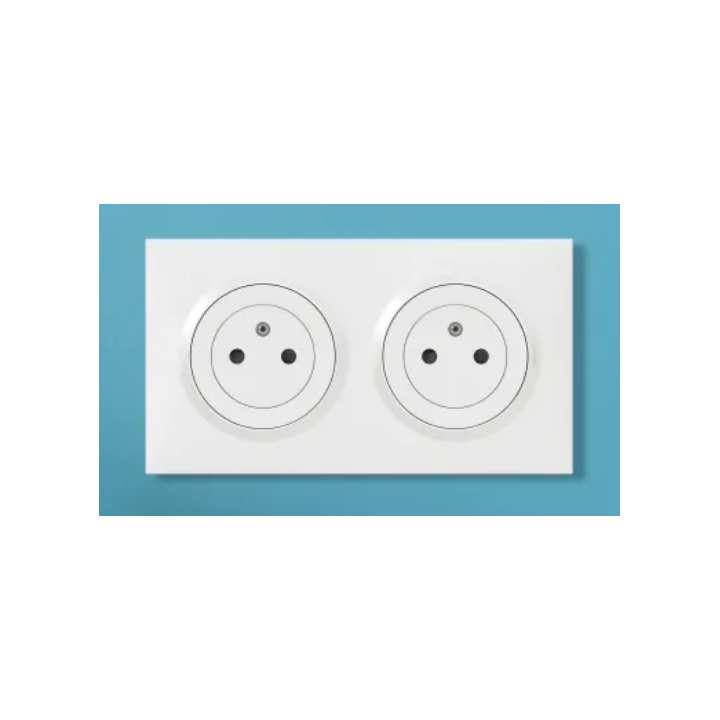 Legrand Dooxie - Prise de courant 2x2P+T 16A pré-câblé + plaque - Blanc - 600332-600802