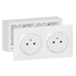 Legrand Dooxie - Kit Cadre saillie 2 postes complet - 2xPC 2P+T - précâblée - 600042+600802+600332