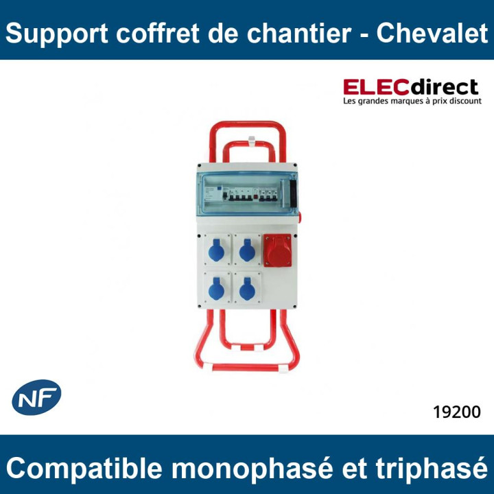 Eur'Ohm - Support de coffret de chantier - Type chevalet pliable - Réf : 19205
