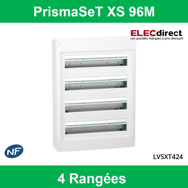 Schneider - Coffret saillie PrismaSeT S - PVC & métal - 4 rangées - 24 modules - Réf : LVSXT424