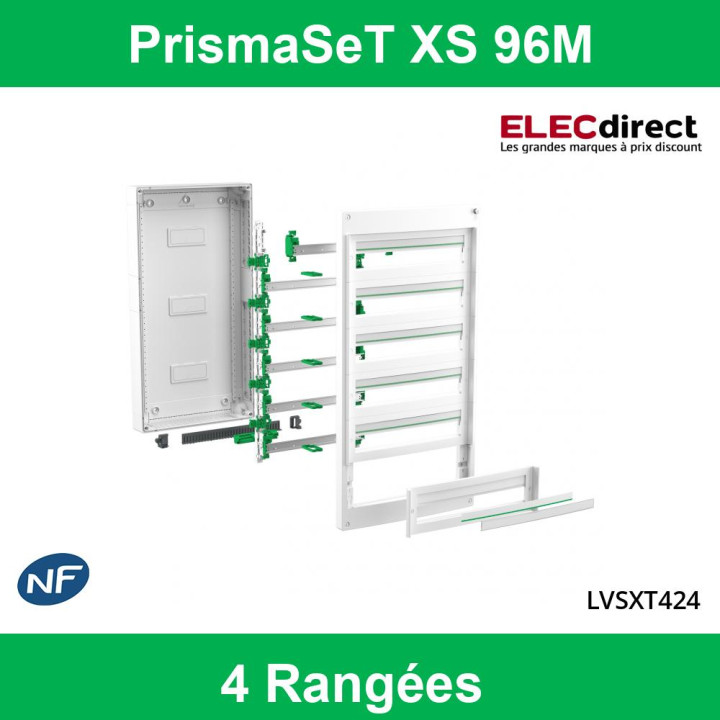 Schneider - Coffret saillie PrismaSeT S - PVC & métal - 4 rangées - 24 modules - Réf : LVSXT424