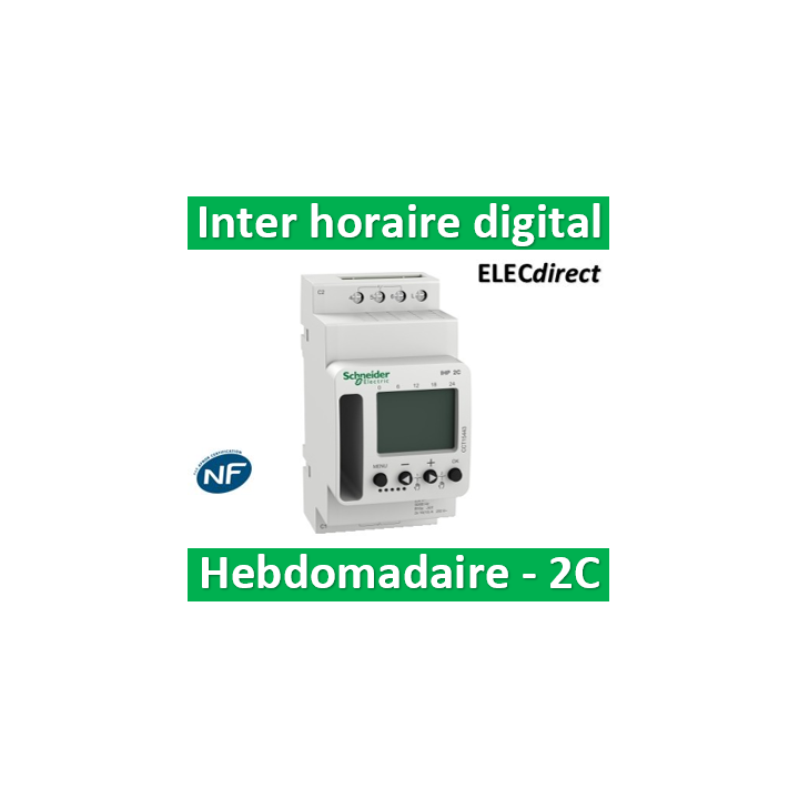 Schneider - Interrupteur horaire digital IHP'Clic hebdomadaire avec réserve de marche - 2 canaux - CCT15443