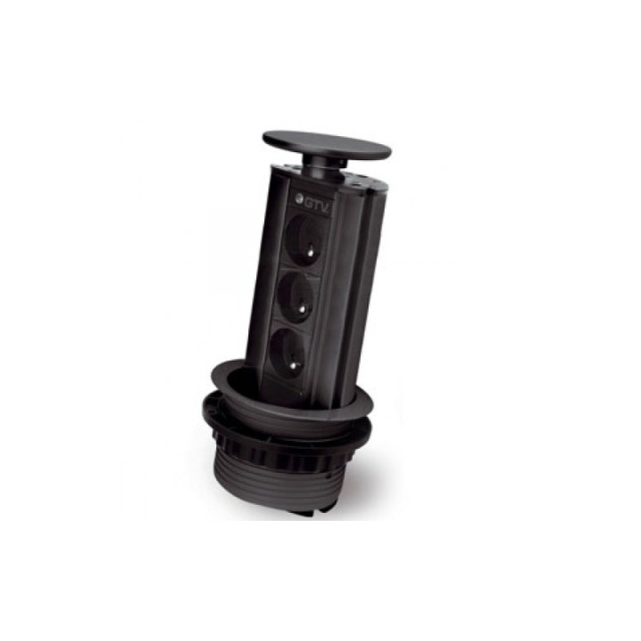 GTV Lighting - Multiprise encastrable fiØ100 mm - 3 x 2P+T - Noir - Réf.: AE-BPW3GU-20