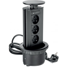 GTV Lighting - Multiprise encastrable fiØ100 mm - 3 x 2P+T - Noir - Réf.: AE-BPW3GU-20
