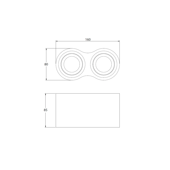 GTV Lighting - Plafonnier AVEIRO 2xGU10 - Noir - 230V - Réf : OS-AV80160OK2-00