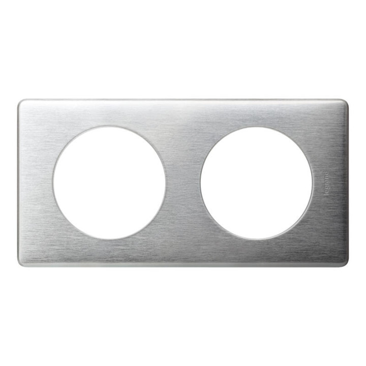 Legrand - Céliane -  Plaque 2 postes - finition Aluminium - Entraxe 71mm - Réf : 068922