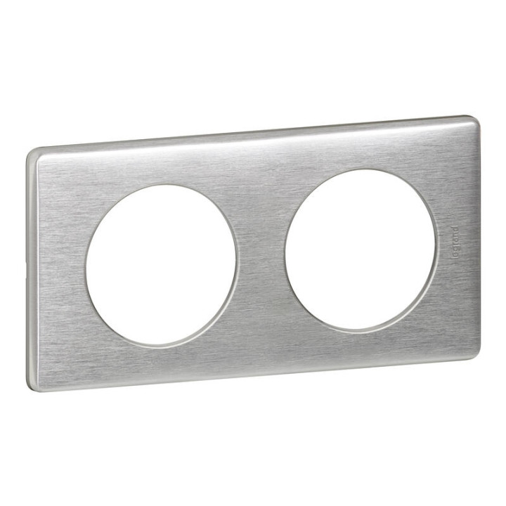 Legrand - Céliane -  Plaque 2 postes - finition Aluminium - Entraxe 71mm - Réf : 068922