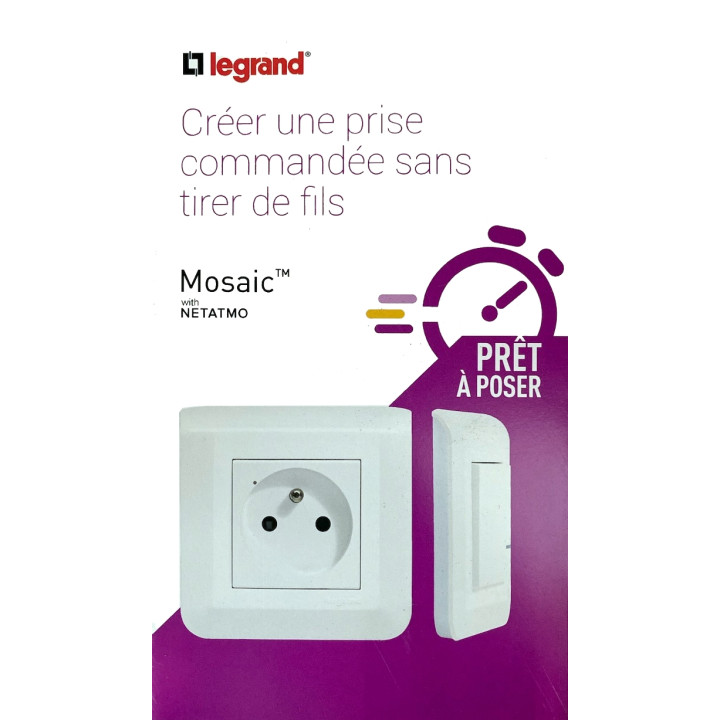 Legrand - Prêt à poser Mosaic complet blanc - prise de courant + Commande sans fil - 077734L