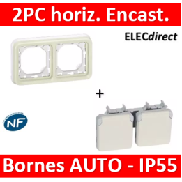 Legrand Plexo - Prises 2x2P+T horizontal précâblées Plexo encastré blanc - 16 A - 250 V - 069642+069694