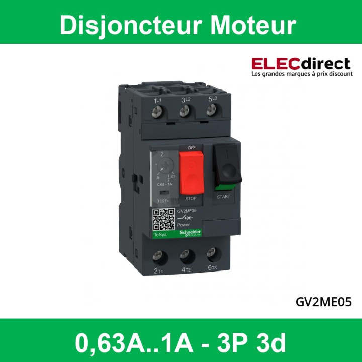 Schneider - Disjoncteur moteur 0,63A-1A - GV2ME05