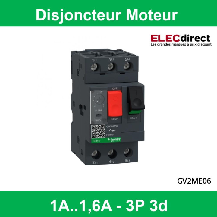 Schneider - Disjoncteur moteur 1A-1,6A - GV2ME06