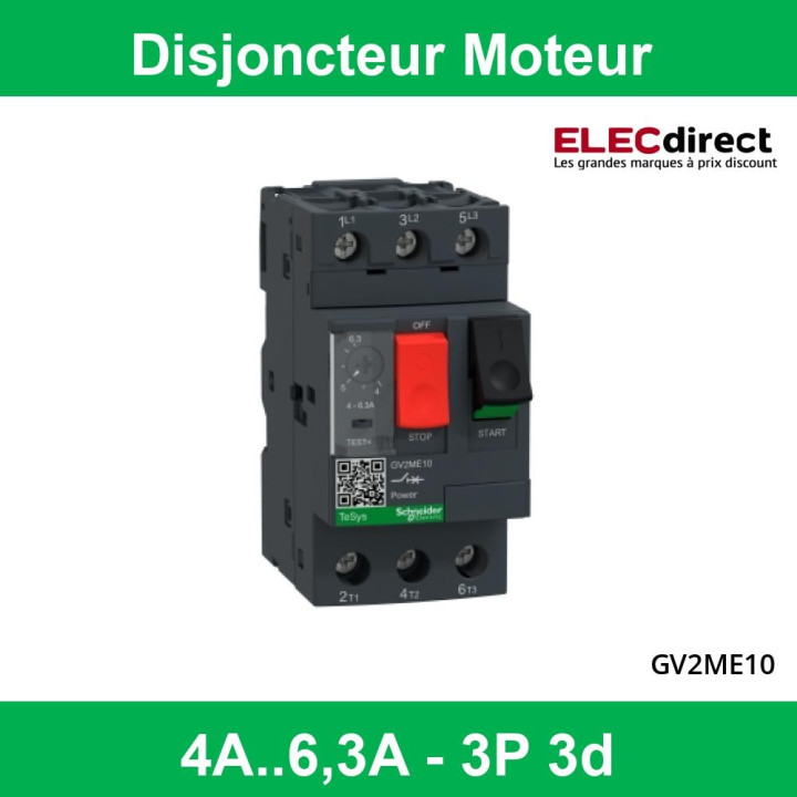 Schneider - Disjoncteur moteur 4A-6,3A - GV2ME10