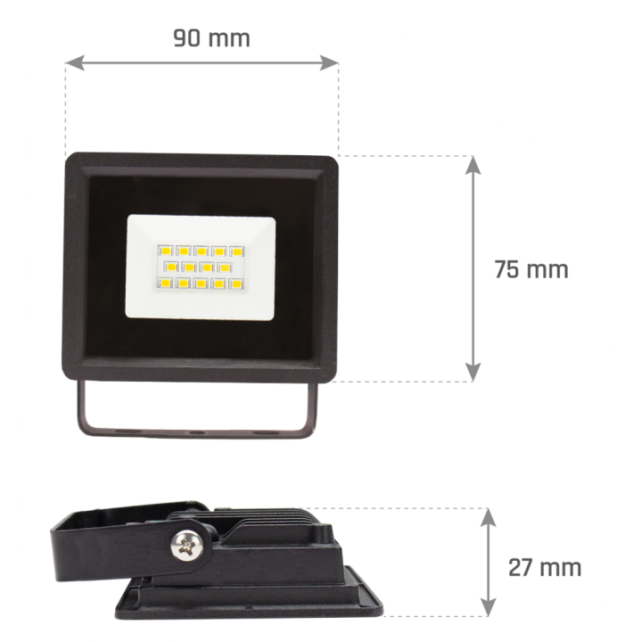 Spectrum - Projecteur LED noir étanche - Noctis Lux 3 - 230V, 10W - 975lm, 4000K -  IP65 - Réf : SLI029048NW