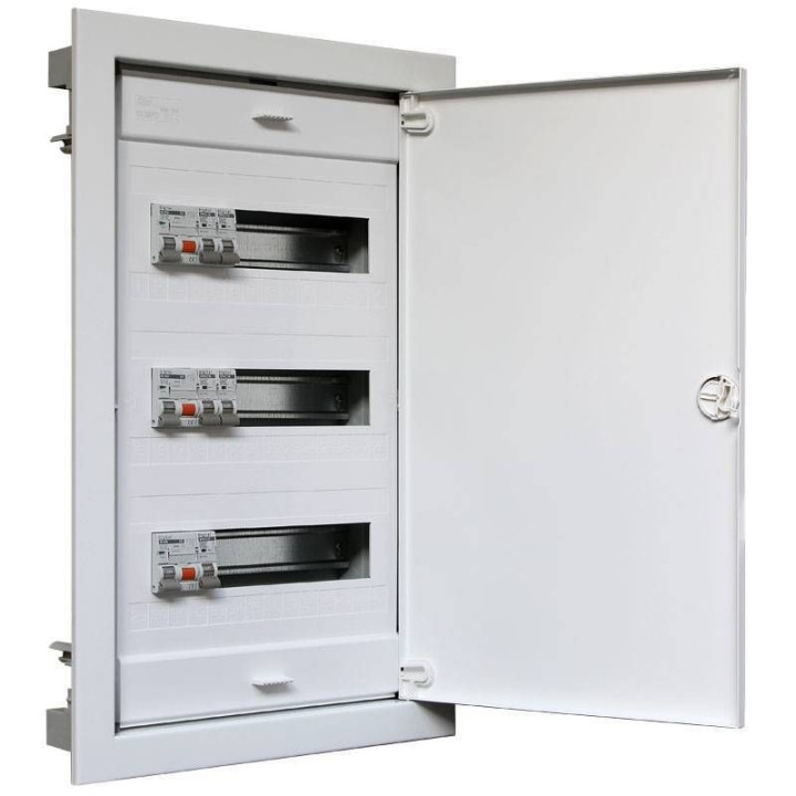 Digital Electric - Coffret encastré vide - IP40 porte métal extra plate - 3 rangées - 42 mod - 07436