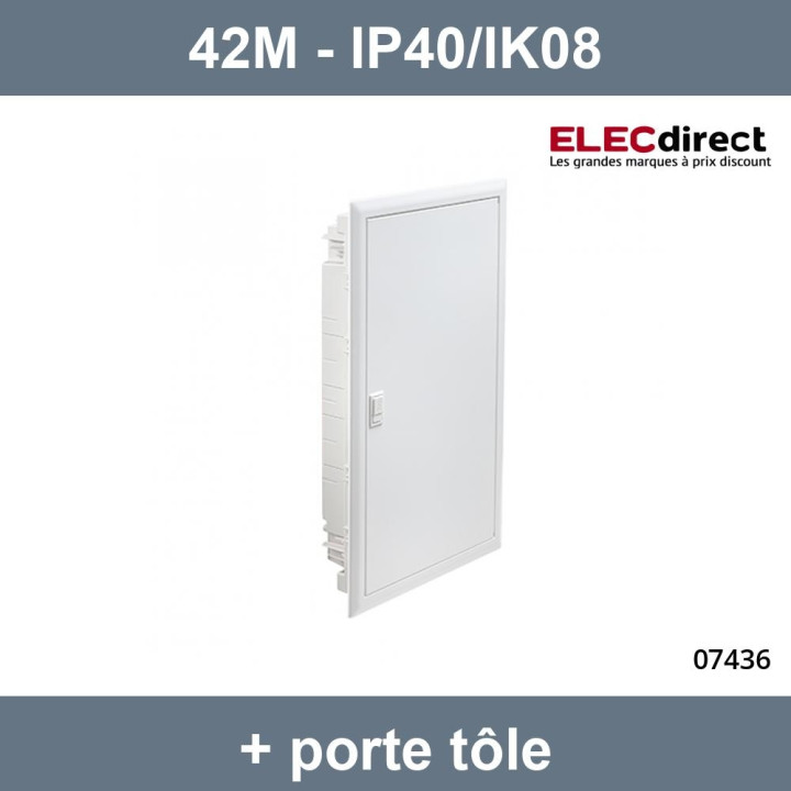 Digital Electric - Coffret encastré vide - IP40 porte métal extra plate - 3 rangées - 42 mod - 07436