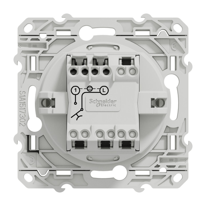 Schneider - Odace - Bouton poussoir - blanc - lumineux LED bleu - 10A - 250V - Réf : S520276